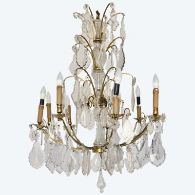 Large Louis XV style ormolu and pendant chandelier with 9 lights