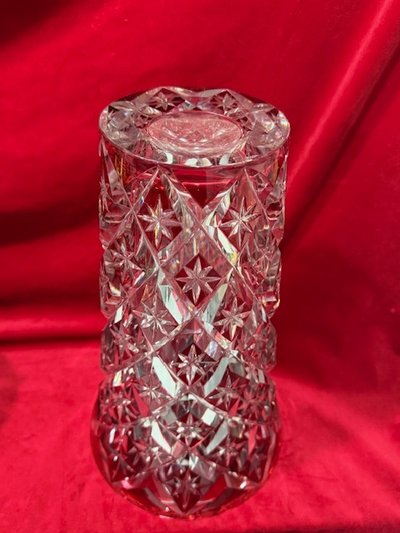 Imposing red-lined crystal vase from the SAINT LOUIS crystal works