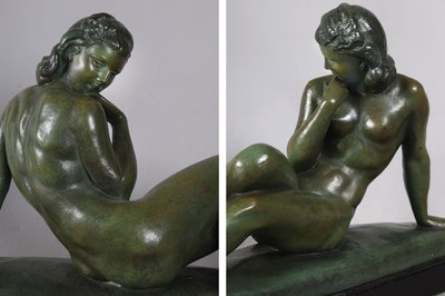 Early 20th century bronze, Ugo CIPRIANI 1887/1960, female nude