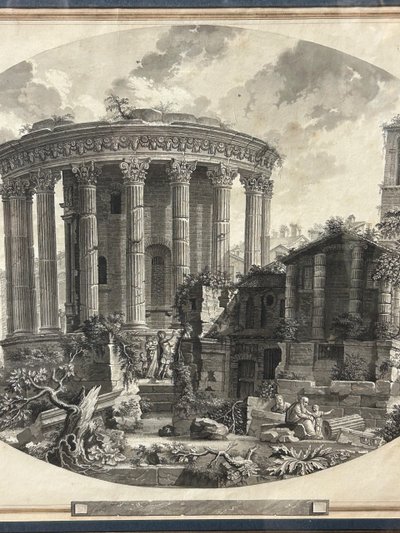 Period Drawing Late 18th or Early 19th Century View Of The Temple Of The Sibyl Rome Italy