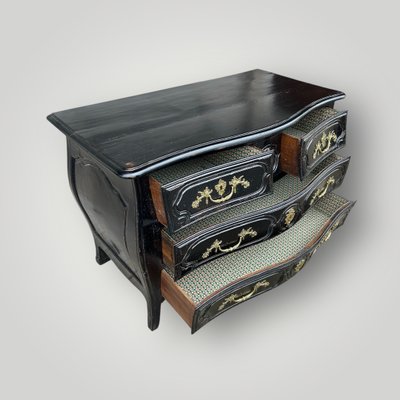 Louis XV Rustic Black Lacquer 18th Century Chest of Drawers