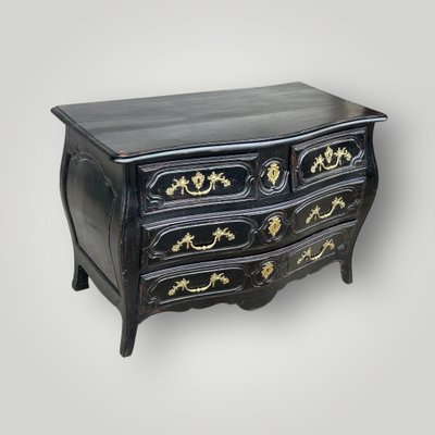 Louis XV Rustic Black Lacquer 18th Century Chest of Drawers