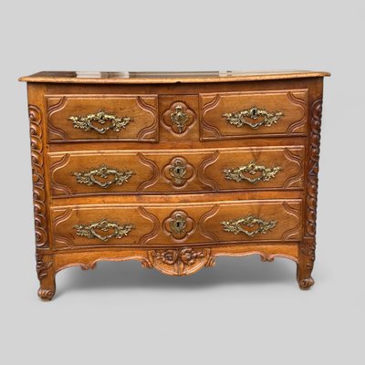 Louis XV period Parisian walnut chest of drawers Stamped Jme P.charriere 18th Century