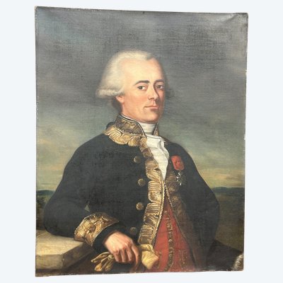 Portrait Du Général Du Teil De Beaumont (1722-1794) Oil on Canvas Late 18th or early 19th century