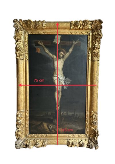 Large 18th century painting, Christ on the cross