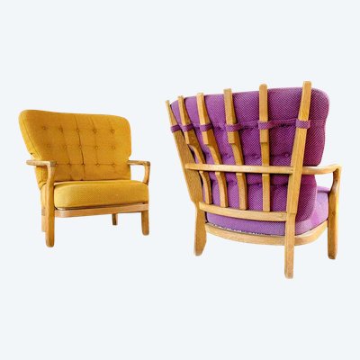 Pair of Guillerme et Chambron Romeo and Juliet armchairs