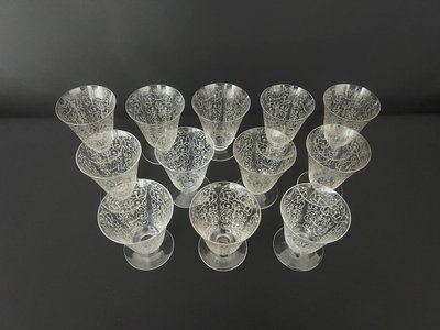 12 White Baccarat Crystal Wine Glasses, Michelangelo "michel Ange" Model