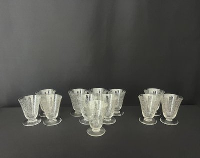 12 White Baccarat Crystal Wine Glasses, Michelangelo "michel Ange" Model