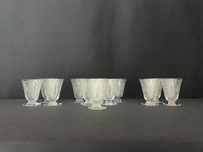 12 White Baccarat Crystal Wine Glasses, Michelangelo "michel Ange" Model