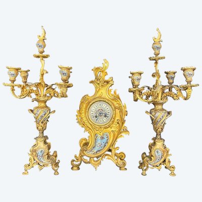 Gilded Bronze And Champlevé Enamel Fireplace Trim