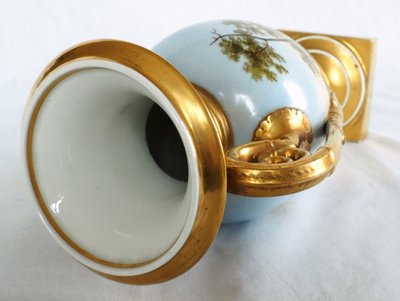 Empire vase with rotating landscape in Paris porcelain, early 19th century - 30cm