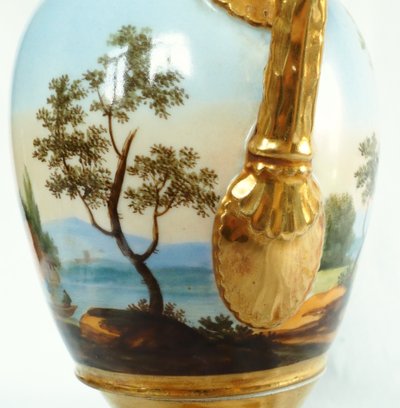 Empire vase with rotating landscape in Paris porcelain, early 19th century - 30cm