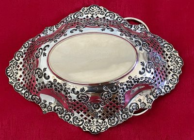 Victorian English silver-plated bread-and-fruit basket circa 1865