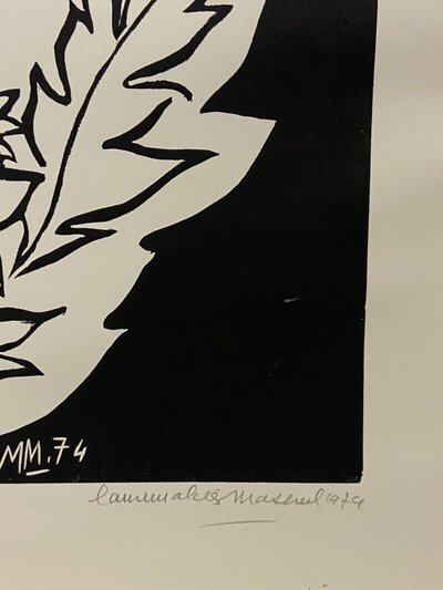 Lithographie contresignée Laure Malclès Masereel bouquet d'artichauts 1974