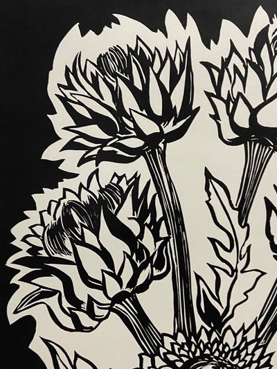 Lithographie contresignée Laure Malclès Masereel bouquet d'artichauts 1974