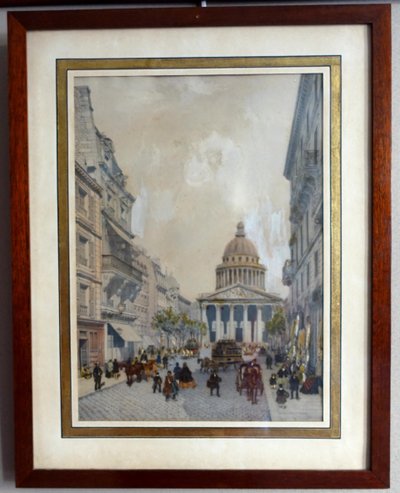 Les monuments de Paris: suite of 10 colorized engravings from the Napoleon III period - mahogany frames