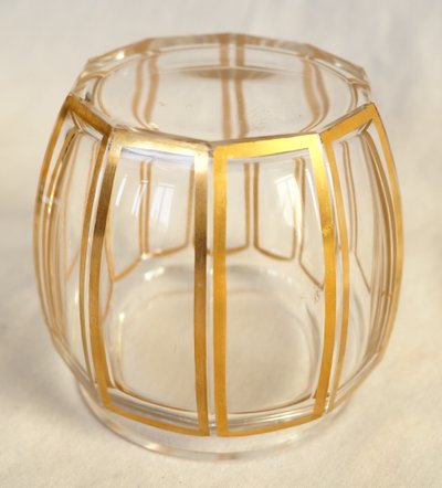 Baccarat crystal box, gilded fluted design, silver and vermeil lid, Minerve hallmark