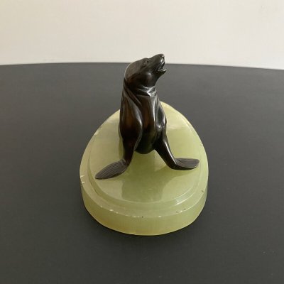 Bronze seal with Art Deco 1930 chocolate patina onyx base