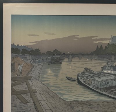 Lithographie par Henri Rivière Le Pont des Saints-Pères et Le Louvre