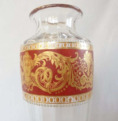 Vase en cristal de Baccarat émaillé et doré de style Renaissance vers 1910 - étiquette papier