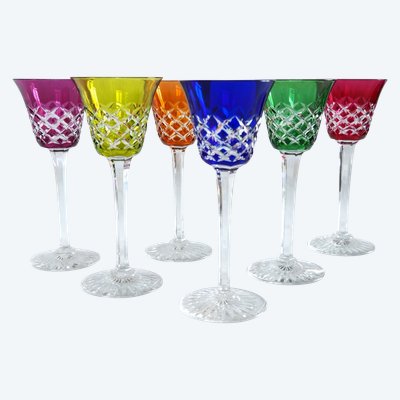 Service de 6 verres à vin du Rhin en cristal de Baccarat, modèle Burgos - 19,5cm