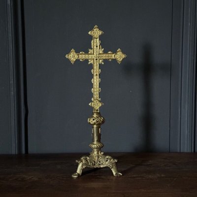 Crucifix en bronze doré XIXe Napoléon III