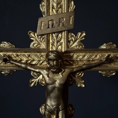 Crucifix en bronze doré XIXe Napoléon III