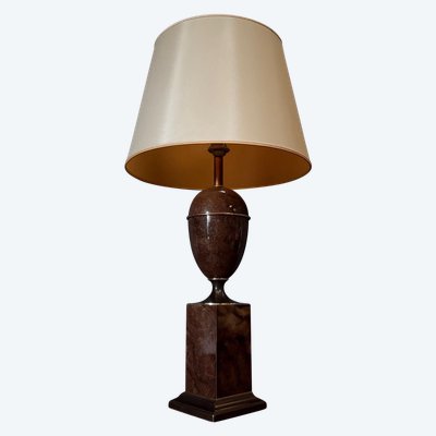 Lampe mit Marmoreffekt und Lampenschirm 1980 auf Duschfuß