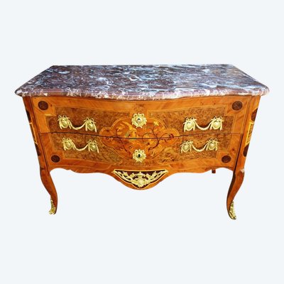 Commode sauteuse en marqueterie aux oiseaux, Grenoble