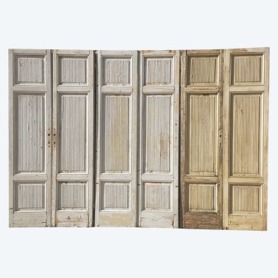 3 Paires Ou 6 Portes De Communication Ou Placards Anciens Au Dessin Original Architectural