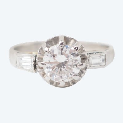 Solitaire ring in white gold and diamond