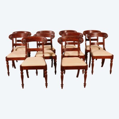 Série De 10 Chaises En Acajou d'époque Restauration