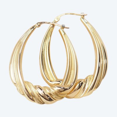 Twisted creole earrings in yellow gold