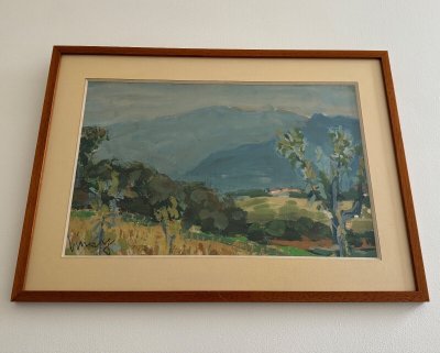 Aquarelle sur papier par Jean Vinay L'Isère paysage de montagne