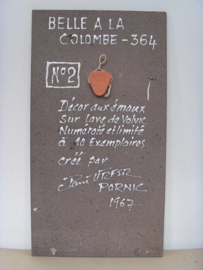 Plaque émaillée signée et numérotée de Pauf Urfer, céramiste d'art 