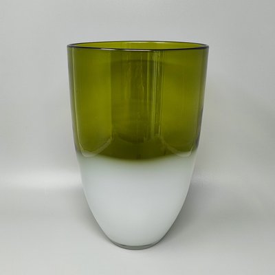 1970s Exquisited Handcrafted Green Vase by Michielotto in Murano Glass.