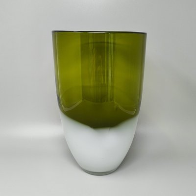 1970s Exquisited Handcrafted Green Vase by Michielotto in Murano Glass.