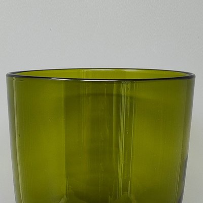 1970s Exquisited Handcrafted Green Vase by Michielotto in Murano Glass.