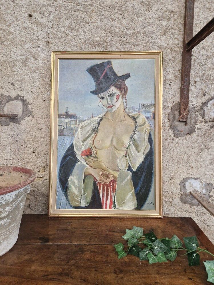 Dipinto ad olio antico di nudo femminile su tela, metà secolo, francese, Mme Paris