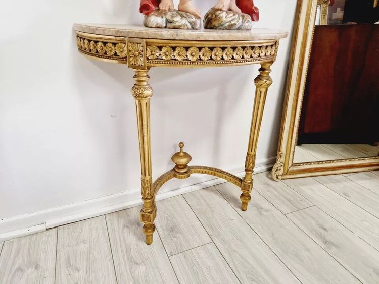 Antique Louis XVI Style Console Table with Marble Top