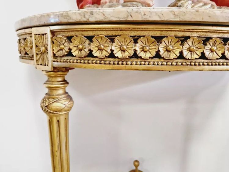 Antique Louis XVI Style Console Table with Marble Top