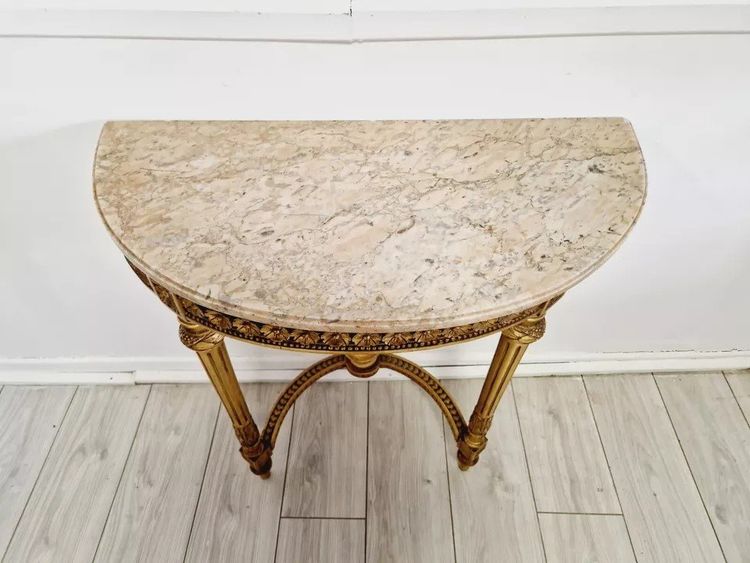 Antique Louis XVI Style Console Table with Marble Top