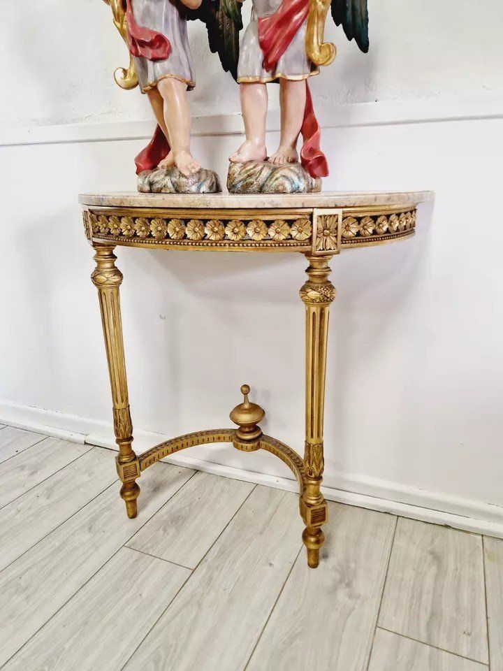 Antique Louis XVI Style Console Table with Marble Top