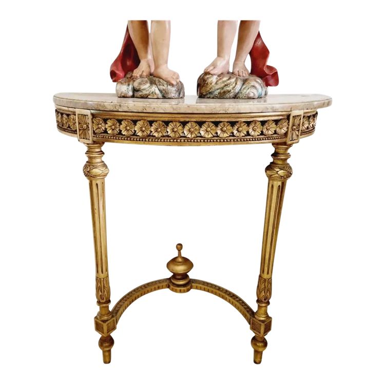 Antique Louis XVI Style Console Table with Marble Top