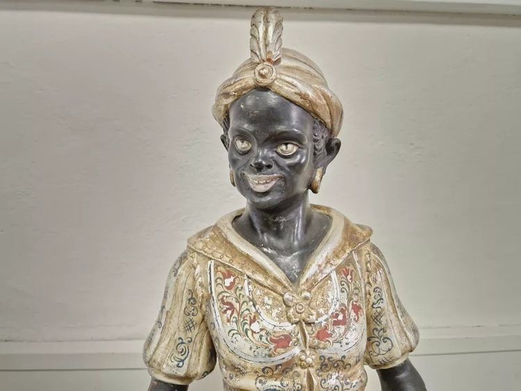 Venezianische Statue aus polychromiertem Holz, 19. Jh.