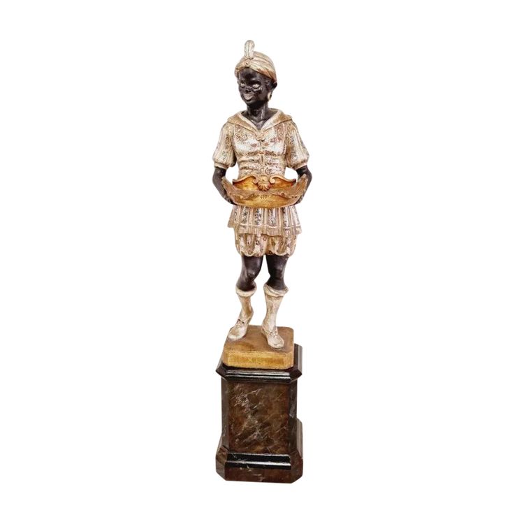 Venezianische Statue aus polychromiertem Holz, 19. Jh.