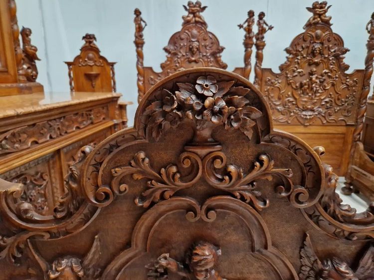 Ensemble De Chambre à Coucher Baroque Antique Italien - Rare