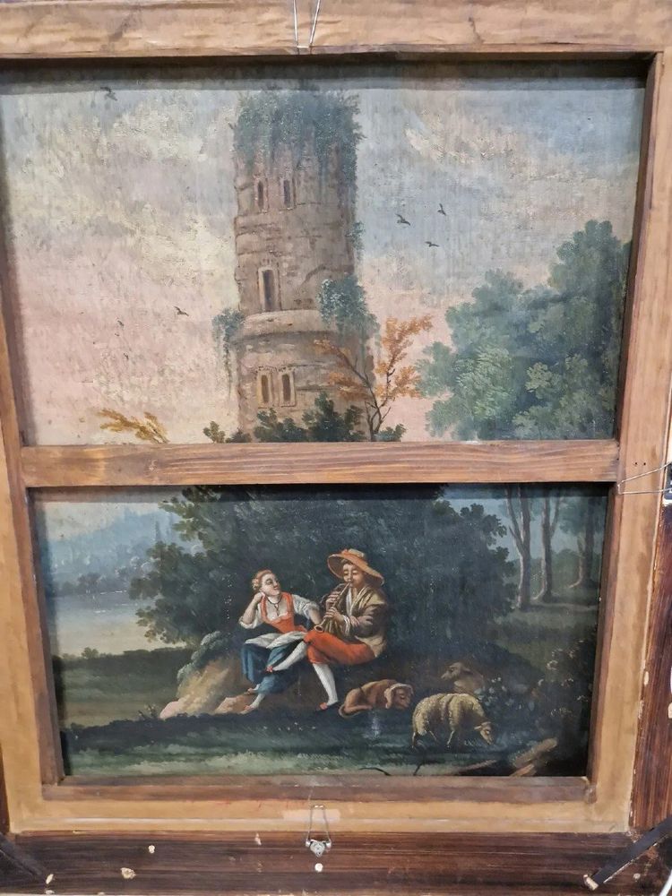 18th Century Double-Sided Oil Painting