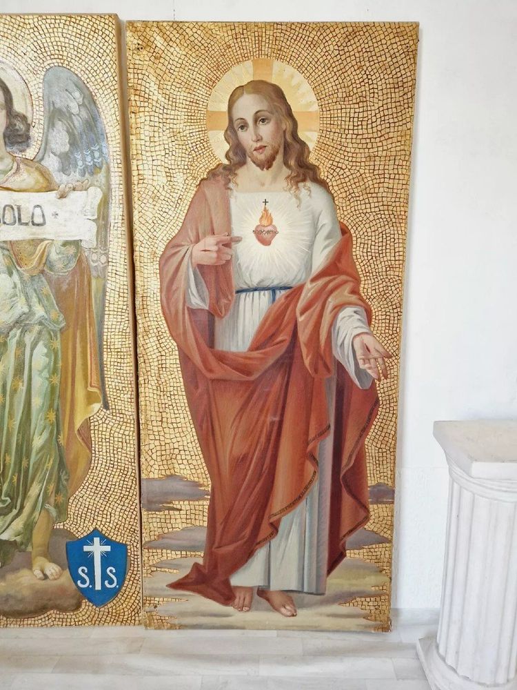 Triptyque De Peintures à l'Huile Religieuses Sur Fond Doré 4995€