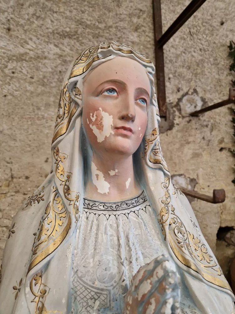 Life-Size Antique Religious Statue of Mary of Lourdes